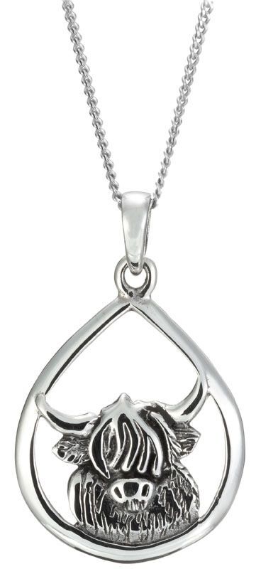 Andrew McCallum Highland Cow Pendant & Chain Sterling Silver